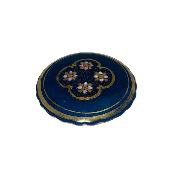 Toyo Cobalt Blue Porcelain Trinket Box with Gold & Floral Detail 4.5” x 2.75” - Picture 4 of 11